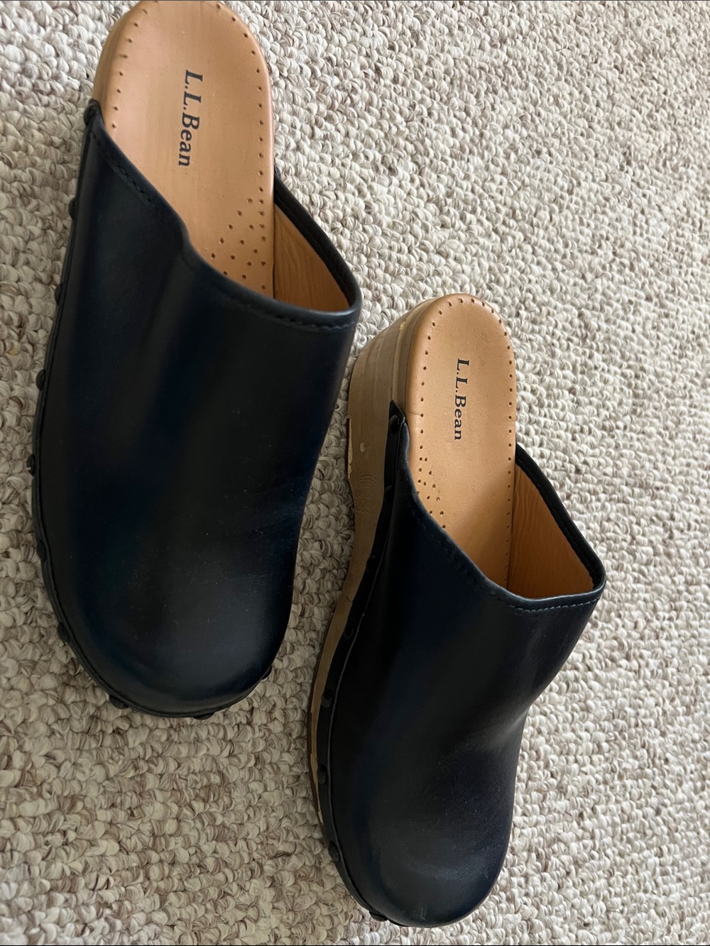 L.L. Bean Women’s Navy Leather Clogs